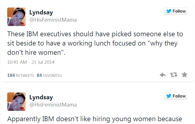 A Woman Live-Tweeted a Very Sexist Conversation She Overheard Between Two IBM Executives