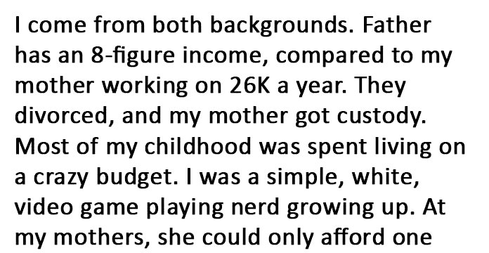 Son Explains the Difference Between His Rich Dad and Poor Mom After Divorce