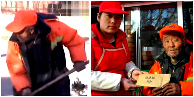 Kind Locals Pay 70-Year-Old Street Cleaner Who Lost His 3-Month Salary