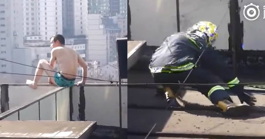 Chinese Firefighter Uses Gangsta Ninja Skills to Save a Suicidal Man