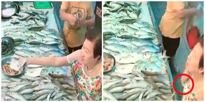 Elderly Auntie Scams Fish Stall in Singapore With Sneaky Disappearing Cash Trick