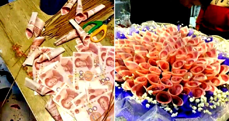 Best Boyfriend Ever Gives Girlfriend a Bouquet of $1,450 in Cash Just Because