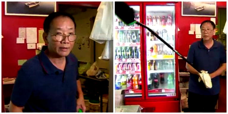 Elderly Chinese Worker Successfully Chases Armed Robber Away With a Broom
