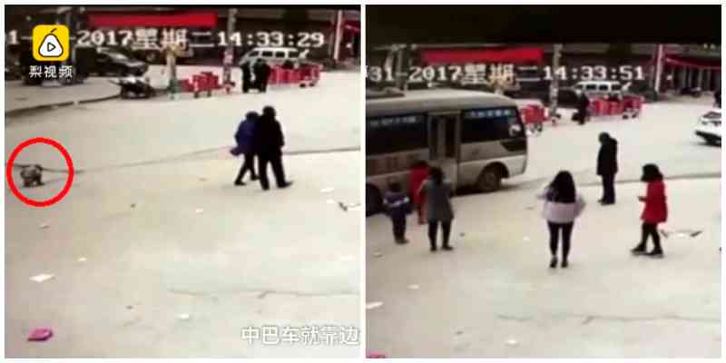 Little Girl Squats to Pee on the Road, Gets Crushed By Bus in China