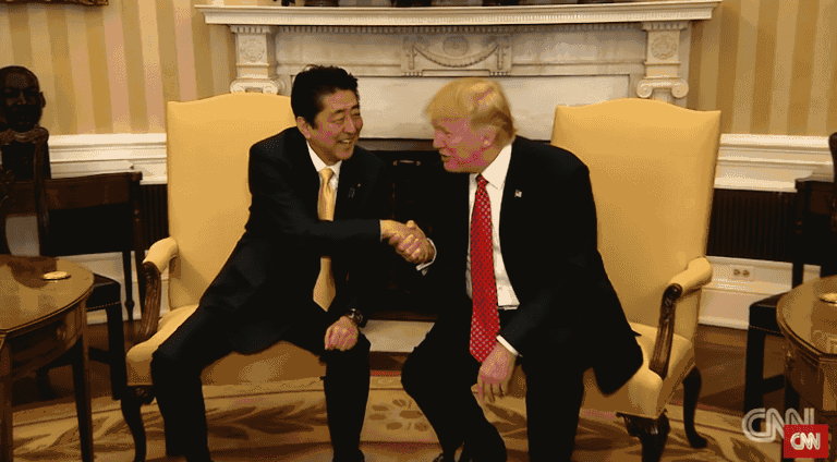 Trump Gives the Most Cringeworthy Handshake of All Time to Japan’s Prime Minister