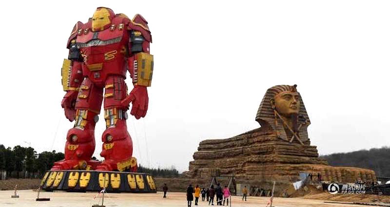 Chinese Knockoff Park Adds Terrible Looking Iron Man Statue, Continues to Baffle Tourists