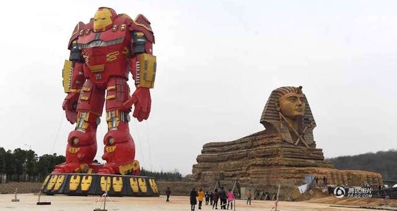 Chinese Knockoff Park Adds Terrible Looking Iron Man Statue, Continues to Baffle Tourists