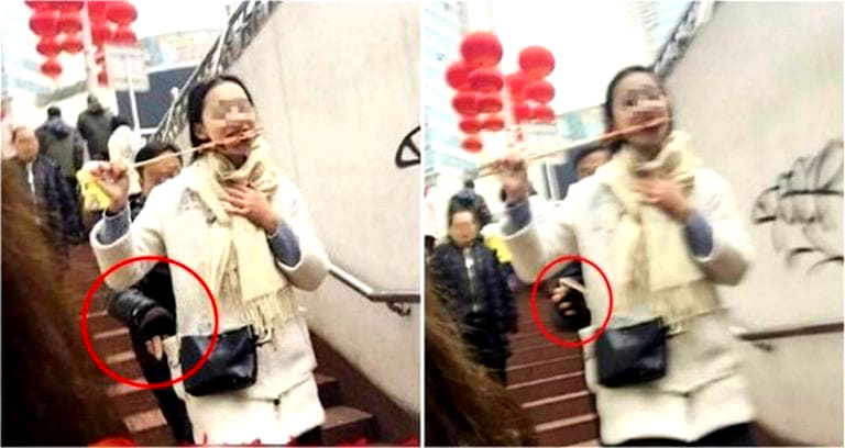 Camera Captures Exact Moment Woman’s iPhone Gets Stolen in China