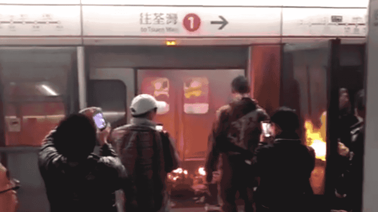 Disturbed Man Throws Lit Molotov into Hong Kong Metro Train