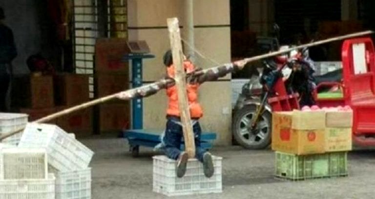 Chinese Boy Crucified By His Mom For Not Doing His Homework