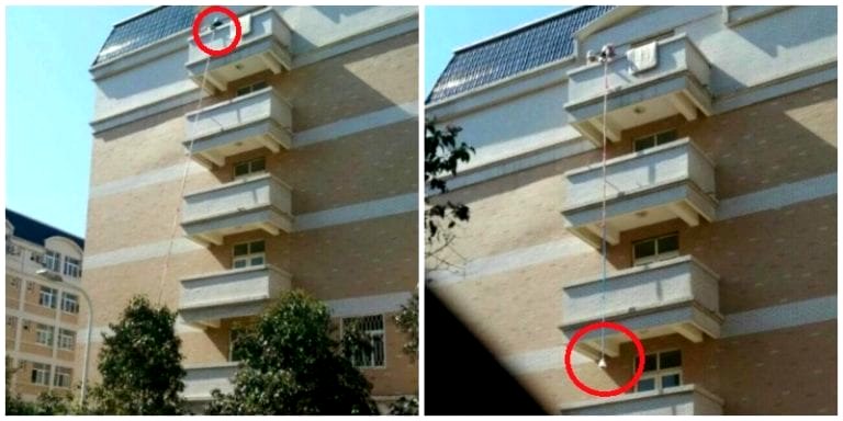 Lazy College Girl in China Finds Genius Way to Get Food to Her Room on the 6th Floor