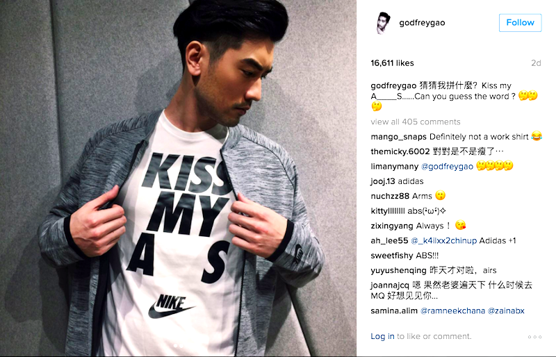 Godfrey Gao Trolls Fans With ‘Kiss My A__S’ T-Shirt