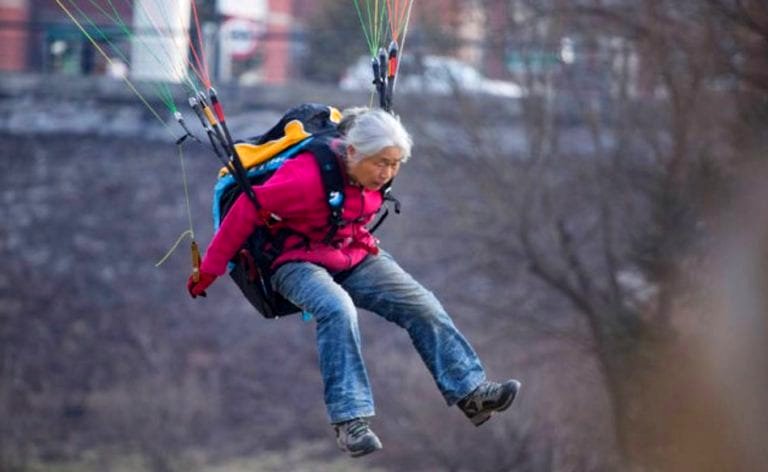 Badass Chinese Grandma Takes Up Paragliding as a Hobby