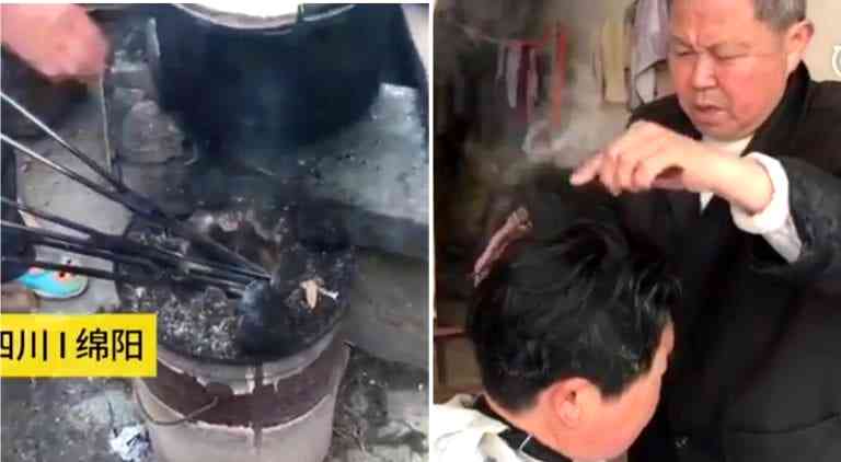 Chinese Barber’s Traditional Method To Perm Hair is Scary AF