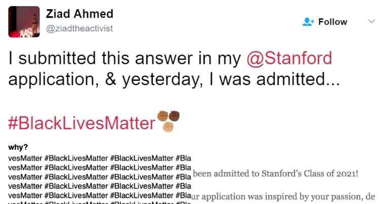 Bangladeshi Teen Gets into Stanford After Writing #BlackLivesMatter 100 Times on College Essay