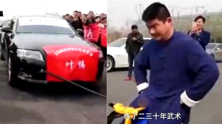 Kung Fu Master Pulls Seven Cars Using Just His Testicles