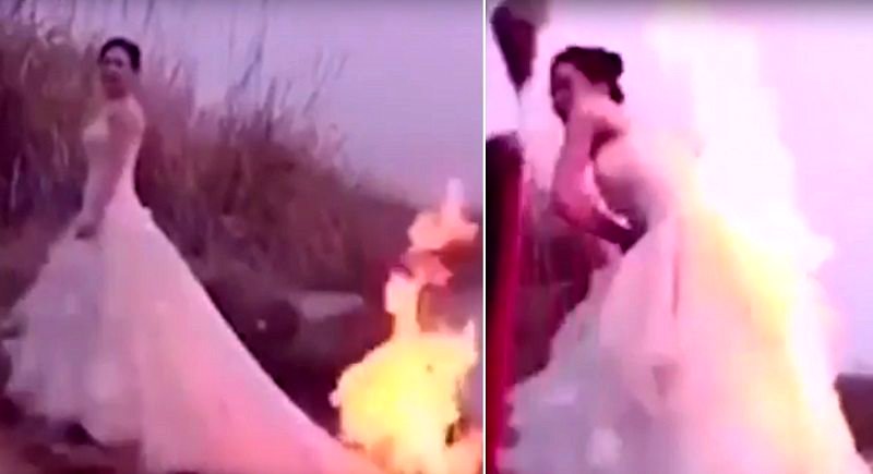 Chinese Bride Sets Wedding Dress on Fire in Epic Photoshoot
