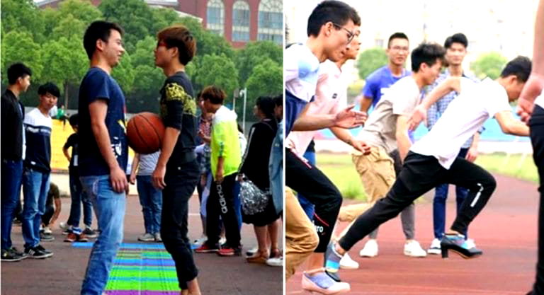 Chinese Students Race in High Heels to Learn What Being a Mom is Like