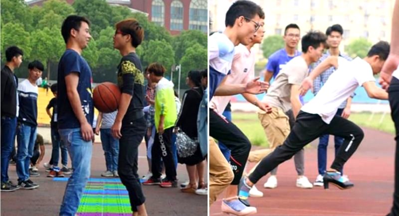 Chinese Students Race in High Heels to Learn What Being a Mom is Like