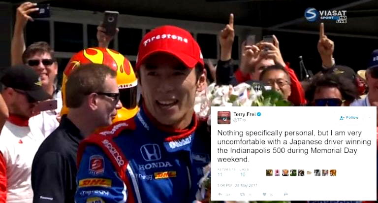 White Journalist Tweets He’s ‘Very Uncomfortable’ That a Japanese Man Won the Indy 500