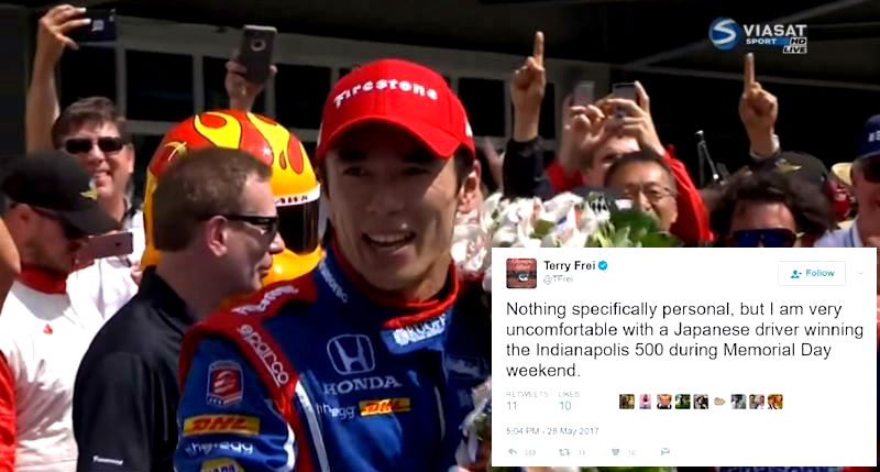 White Journalist Tweets He’s ‘Very Uncomfortable’ That a Japanese Man Won the Indy 500