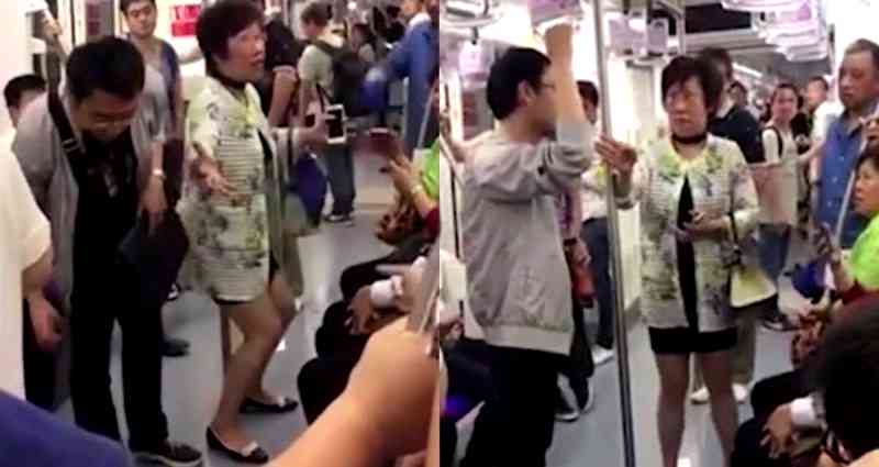Chinese Auntie Throws Epic Shade at Man for Repeatedly Spitting on Train Floor