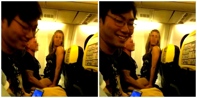 Asian Man Gets Awkward as Drunk Couple Has Sex During Flight