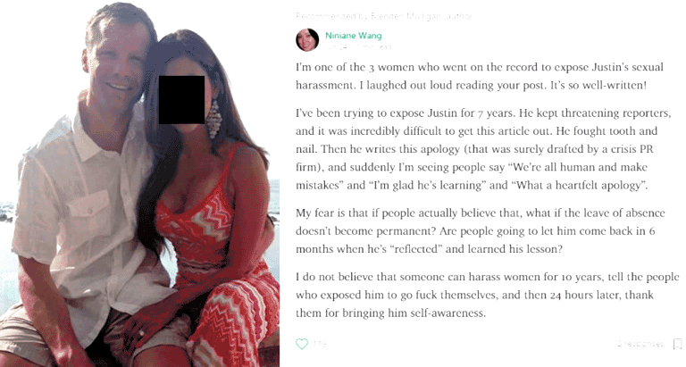 Victim Who Was Sexually Harassed By White VC Throws His Pathetic Apology Back At Him