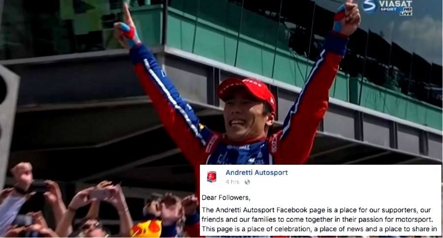 Japanese Indy 500 Winner Faces Waves of Racist Comments on Facebook