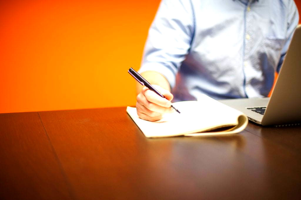 Man Writing Desk Stock Photo