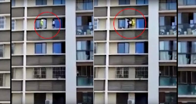 Kids Left Home Alone Spotted Playing on Dangerous Building Ledge in China
