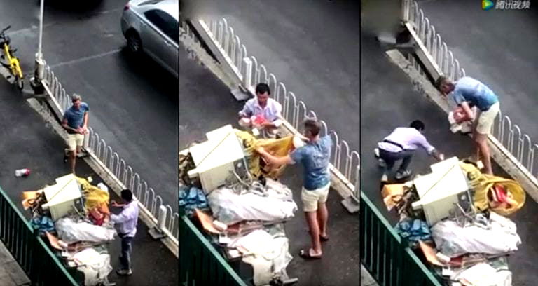 Netizens Praise Foreigner For His Act of Kindness in Helping Chinese Scrap Collector