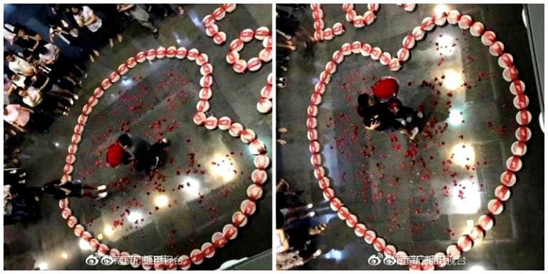 Chinese Man Proposes With 99 Containers of Smelly Seafood, Totally Nails It