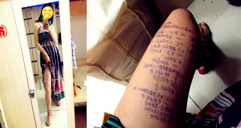 Chinese Student Uses Her Long Legs to Cheat on Accounting Exam