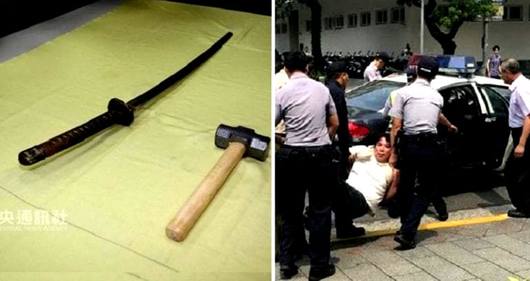 Man With Samurai Sword Arrested After Stabbing Cop Outside Presidential Office Building in Taiwan