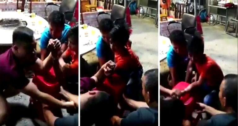 Scrawny Man Challenges Big Man to Arm Wrestling in China, Immediately Regrets It