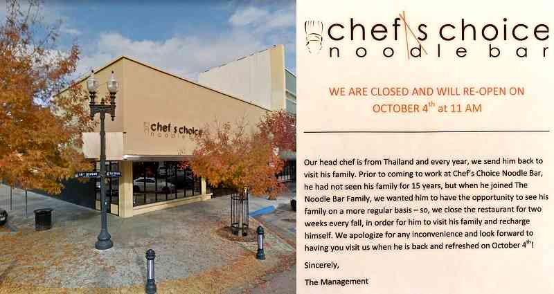 California Restaurant Closes For 2 Weeks Each Year to Let Thai Head Chef Visit His Family