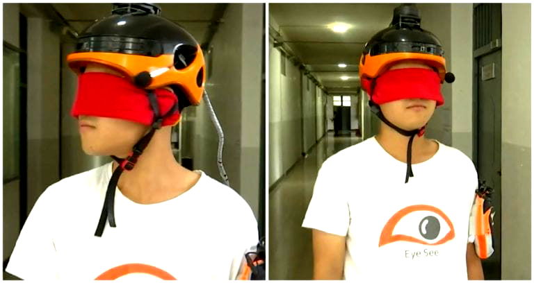 Chinese College Students Create Genius Smart Helmet That Helps Blind People ‘See’