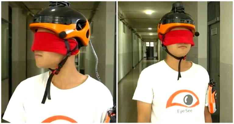Chinese College Students Create Genius Smart Helmet That Helps Blind People ‘See’