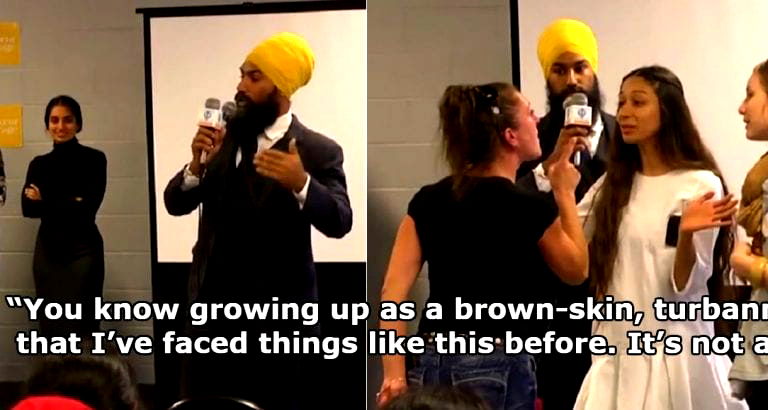 Canadian Sikh Politician Awkwardly Mistaken for a Muslim by Racist Heckler During Meet and Greet