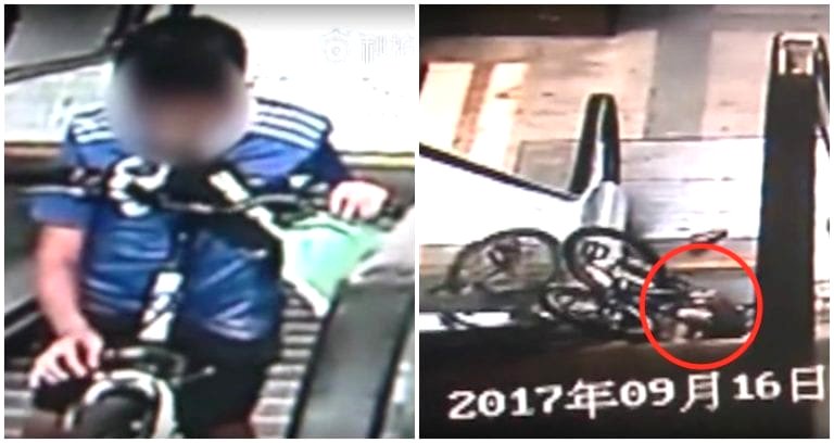 Boy in China Perfectly Demonstrates Why Riding a Bike on an Escalator is a Poor Life Choice