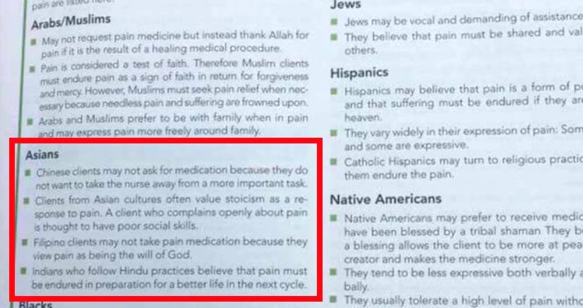 Nursing Textbook Pulled After Stereotyping How Asians, Other Racial Groups Deal With Pain