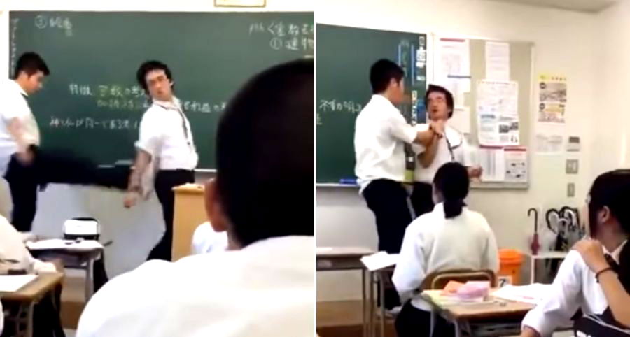 Abusive Japanese Student Arrested For Kicking High School Teacher in Viral Video