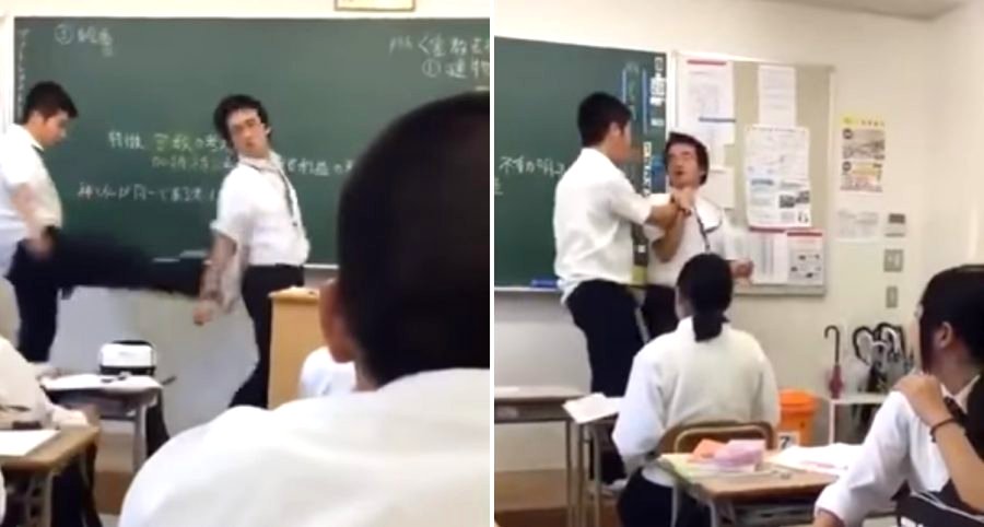 Abusive Japanese Student Arrested For Kicking High School Teacher in Viral Video