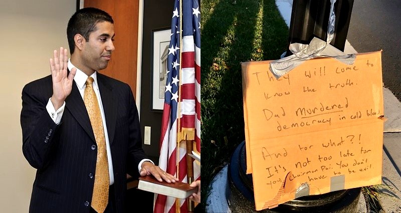 FCC Chairman Ajit Pai Begs Net Neutrality ‘Activists’ to Stop Harassing his Wife and Kids