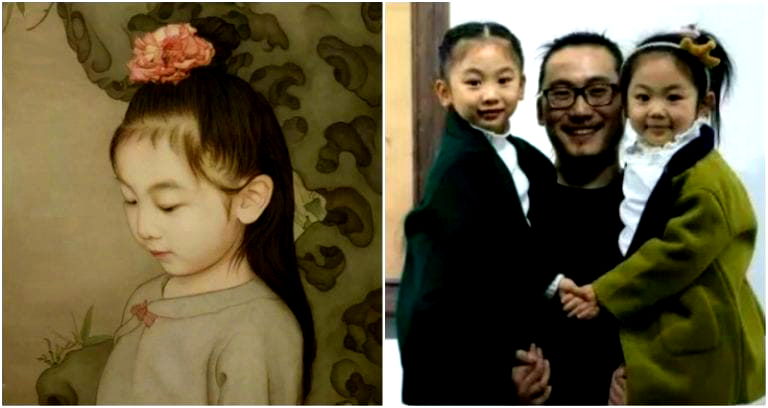 Loving Chinese Father Paints Daughters 10 Hours a Day to Leave Them Beautiful Memories