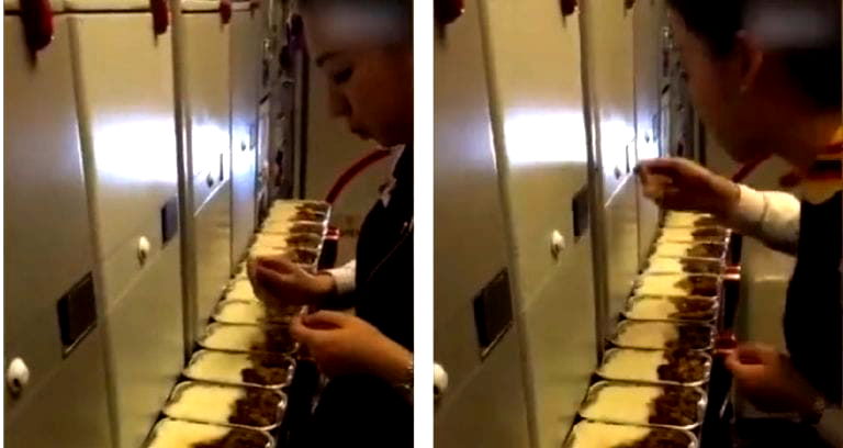 Chinese Flight Attendant Suspended After Being Caught on Video Eating Leftover Food