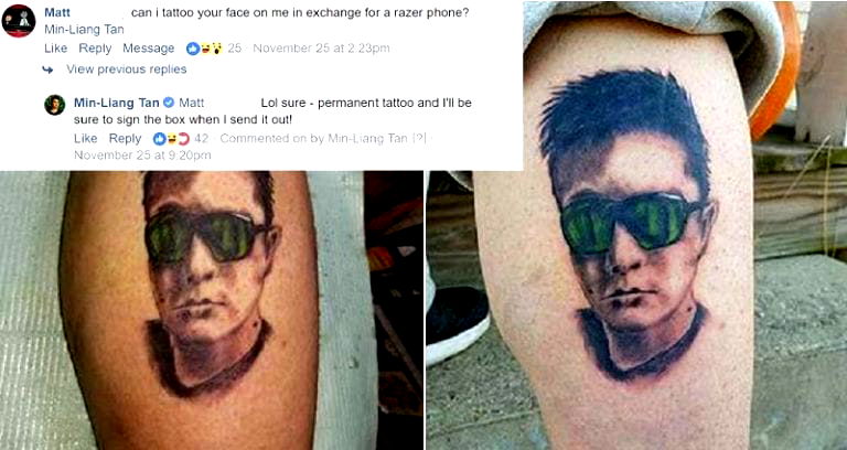 Razer CEO Gives Fan Free Phone After Getting Permanent Tattoo of His Face