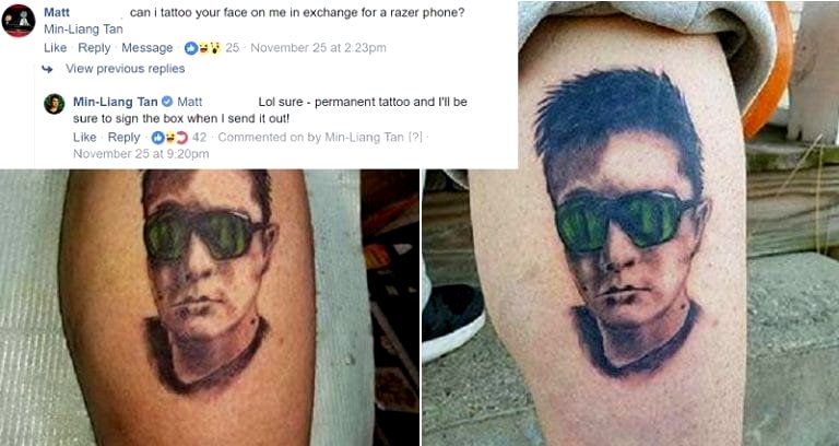 Razer CEO Gives Fan Free Phone After Getting Permanent Tattoo of His Face