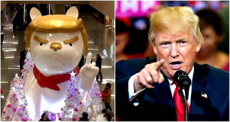 Chinese Mall Installs Giant Donald Trump Dog Statue to Celebrate Lunar New Year